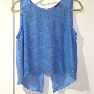 Light blue lace top with open back size medium!